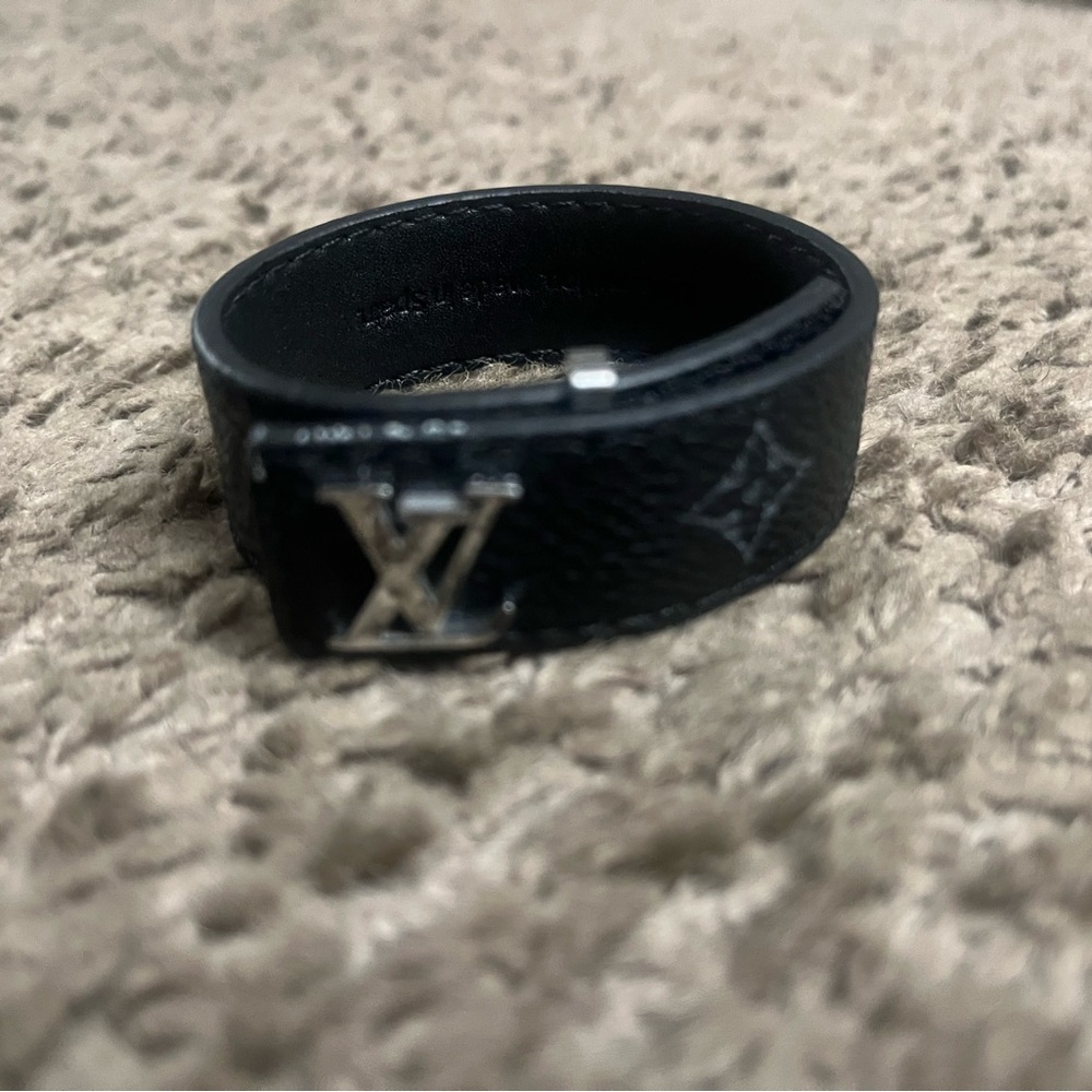 Louis Vuitton Black Jewelry Bracelet with Iconic LV Emblem